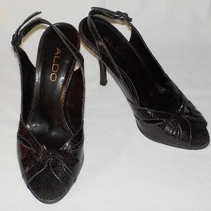 HAD TOO LONG GOTTA GO Aldo heels sz 5.5 sz 36 brown slingback EUC